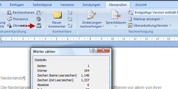 Word Wörter zählen